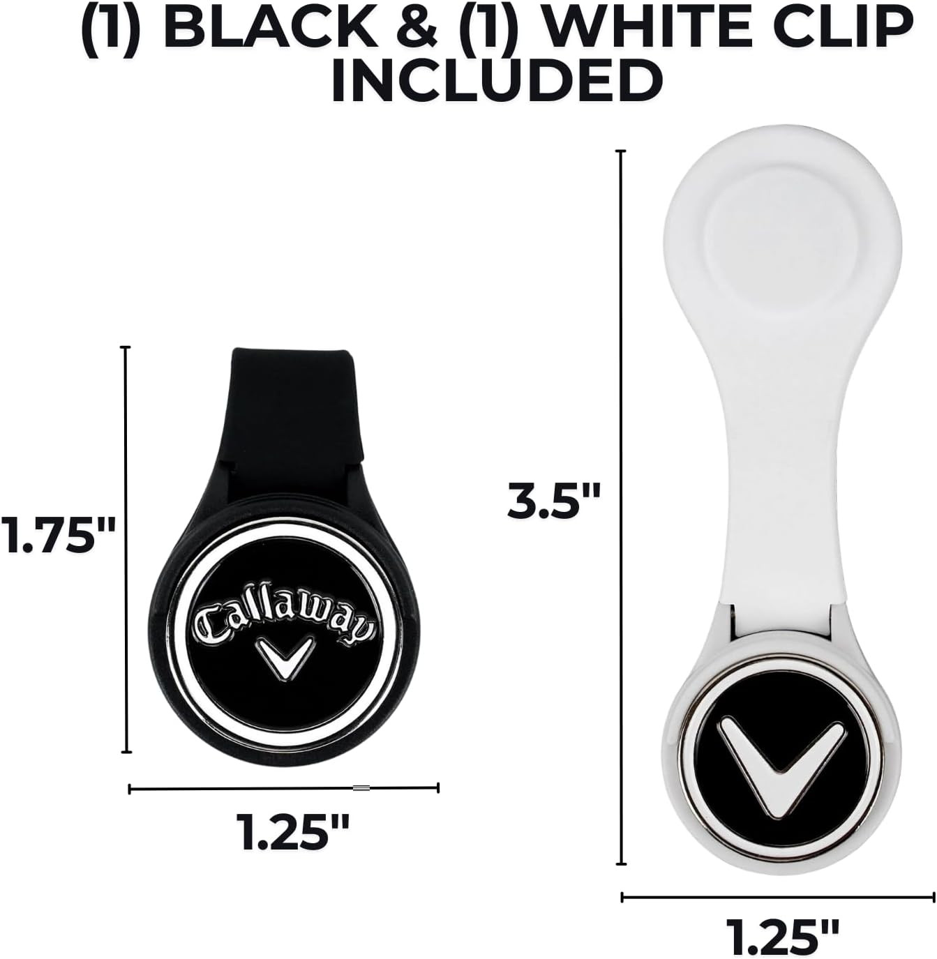 Callaway Magnetic Golf Ball Marker Hat Clips 2-Pack - Black/White