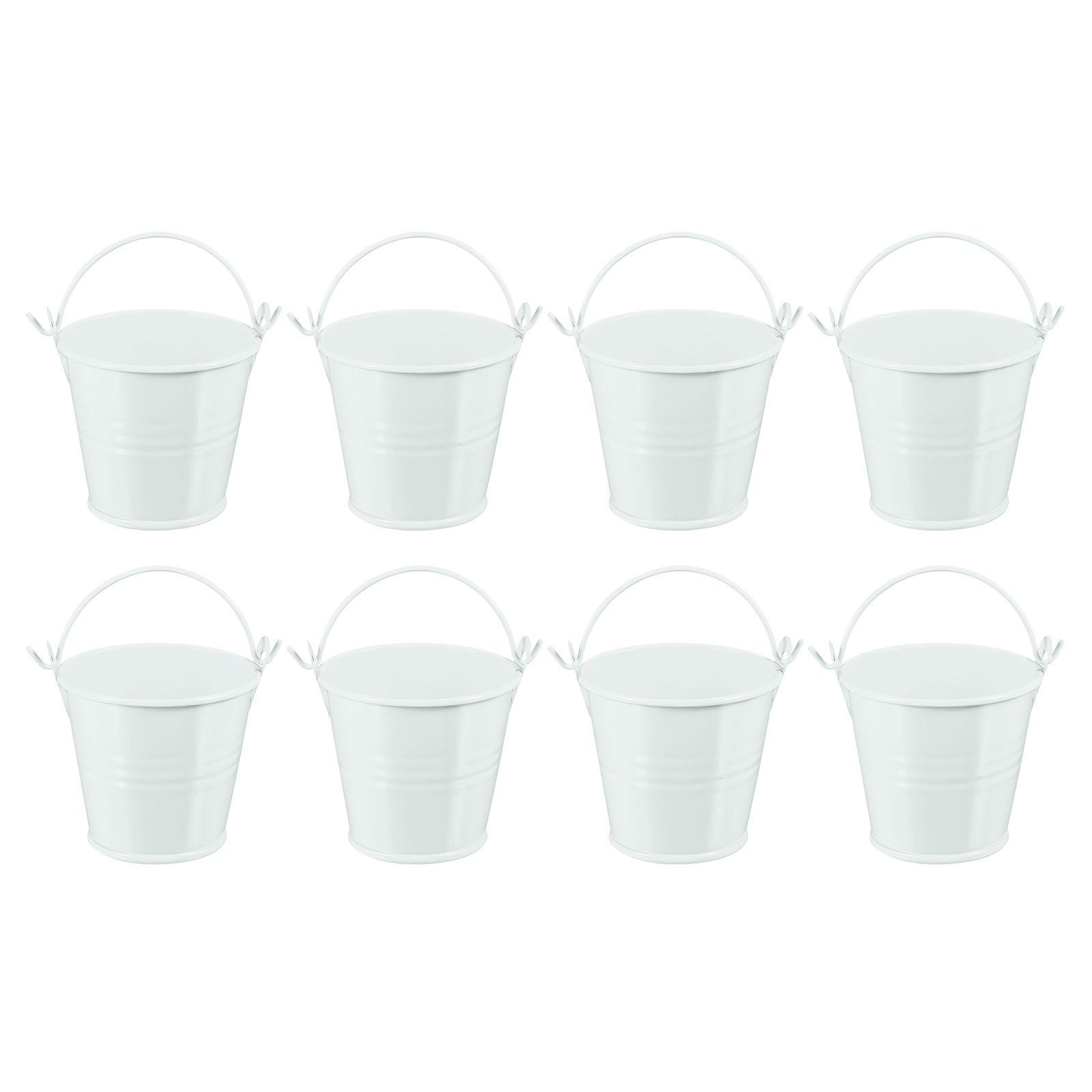 8Pcs 2.4"x2" Small Metal Buckets Mini Galvanized Easter Buckets White