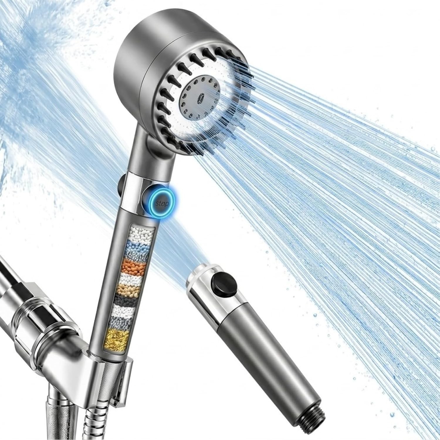 Filtered Shower Head with Handheld, High Pressure 4 Spray Showerhead with
