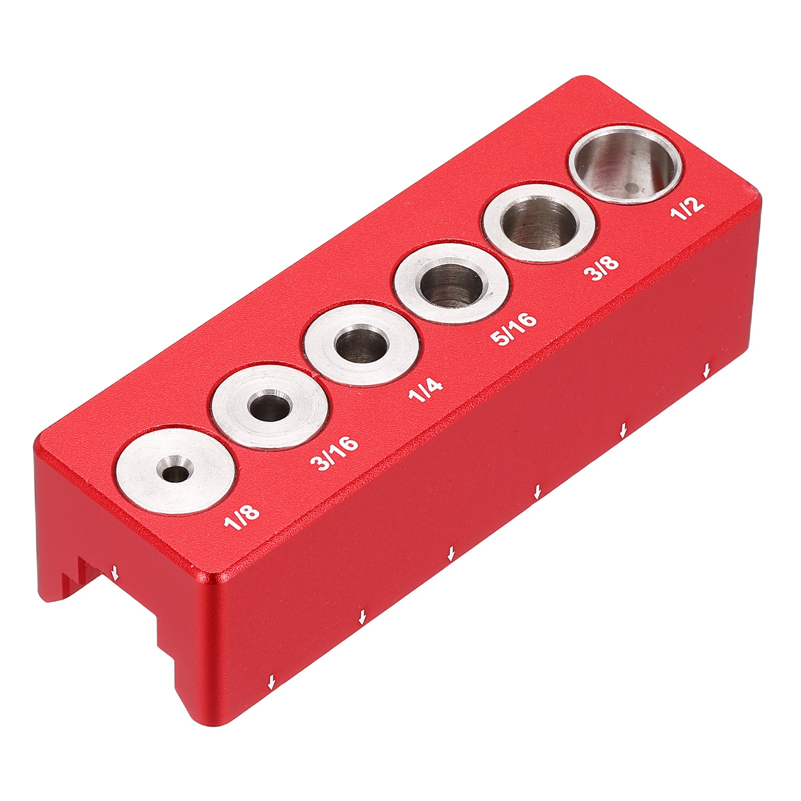 Round Dowel Drill Block Drilling 6 Hole Self Centering Doweling Jig, Red