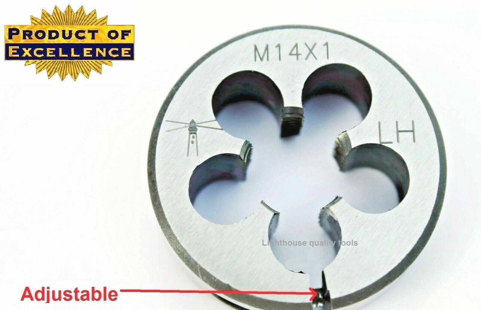Lighthouse Quality Tools® - M14X1LH Adjustable Round Threading Die 1-1/2" OD