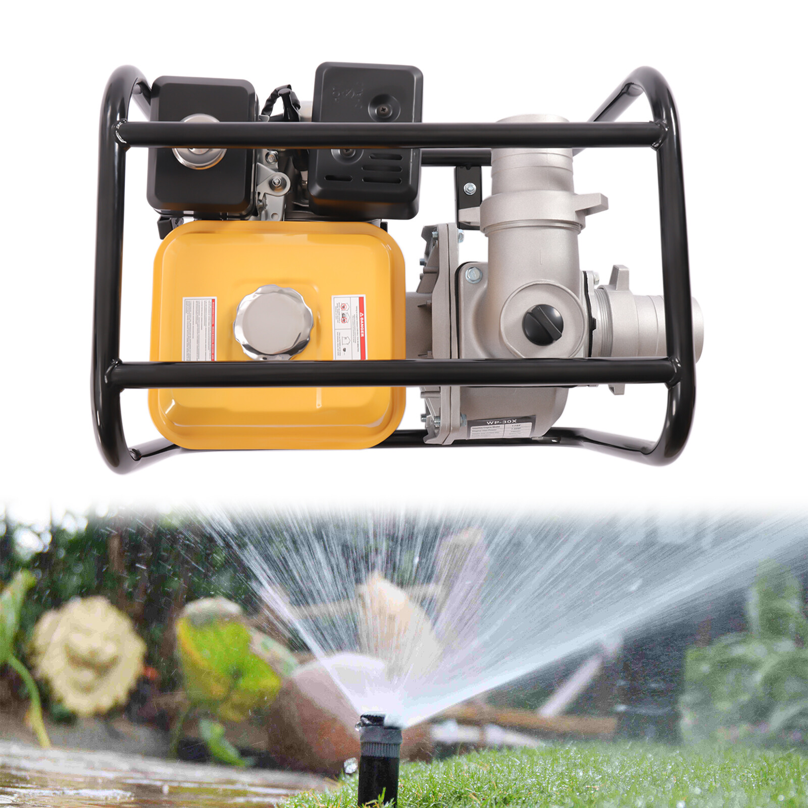 7.5 HP 3 Inch Gas Power Semi-Trash Water Pump High Pressure Garden Irrigation