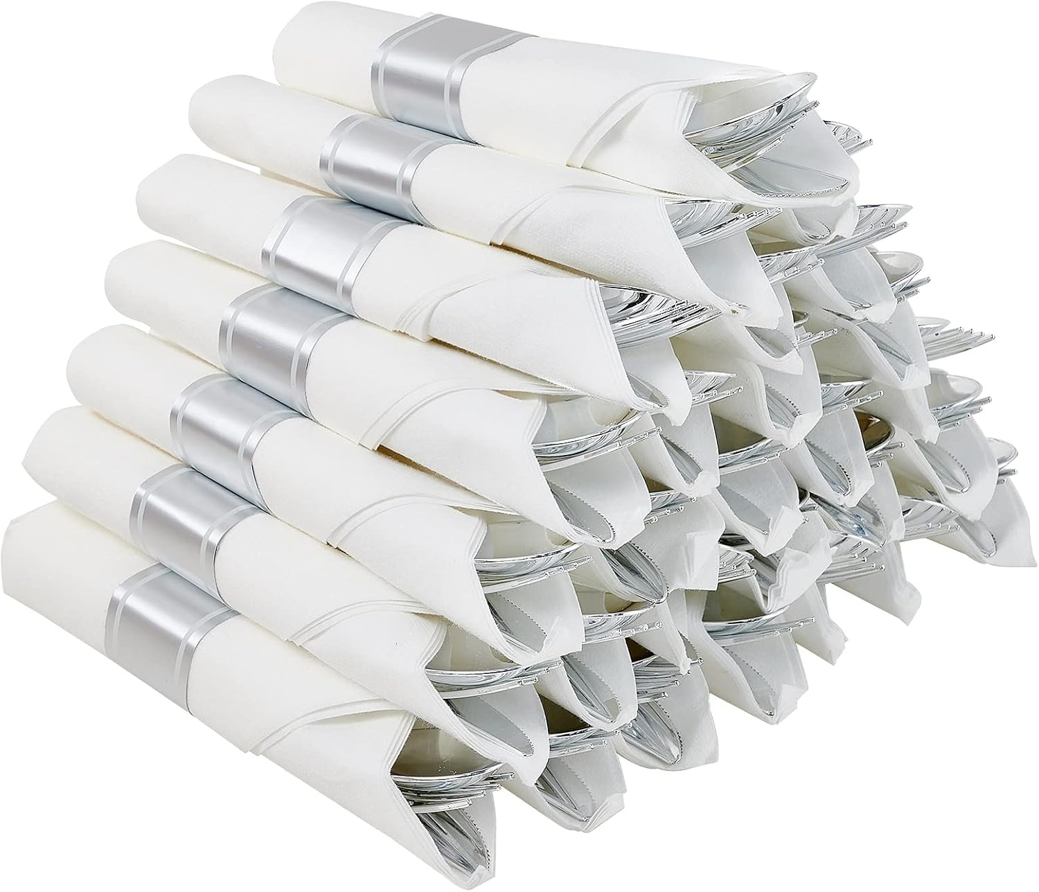 Pre Rolled Sier Plastic Sierware, Disposable Cutlery Set- 30 Forks, 30