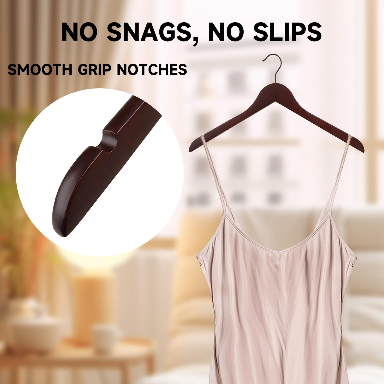 Premium Wooden Top Hangers, Heavy Duty Solid Wood Suit Hangers with 360° Swiv...
