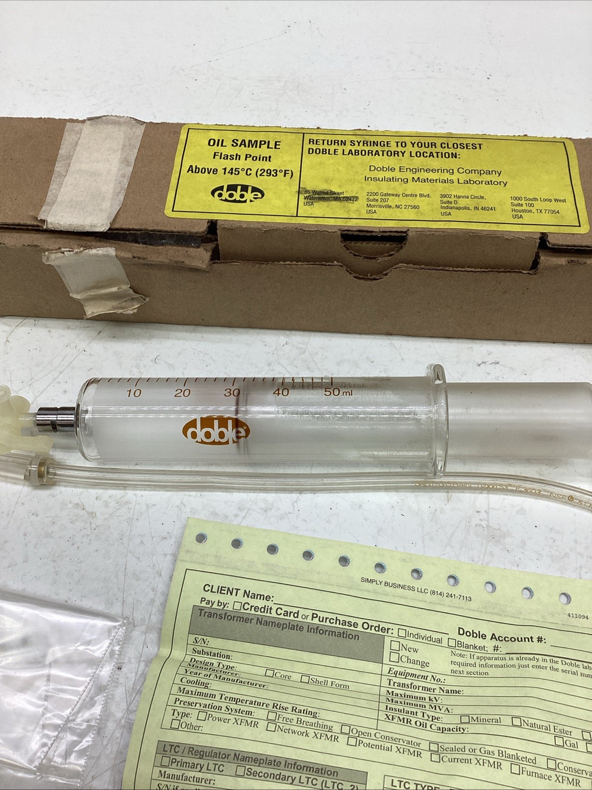 Doble Oil Sample Syringe 50 ml NIB