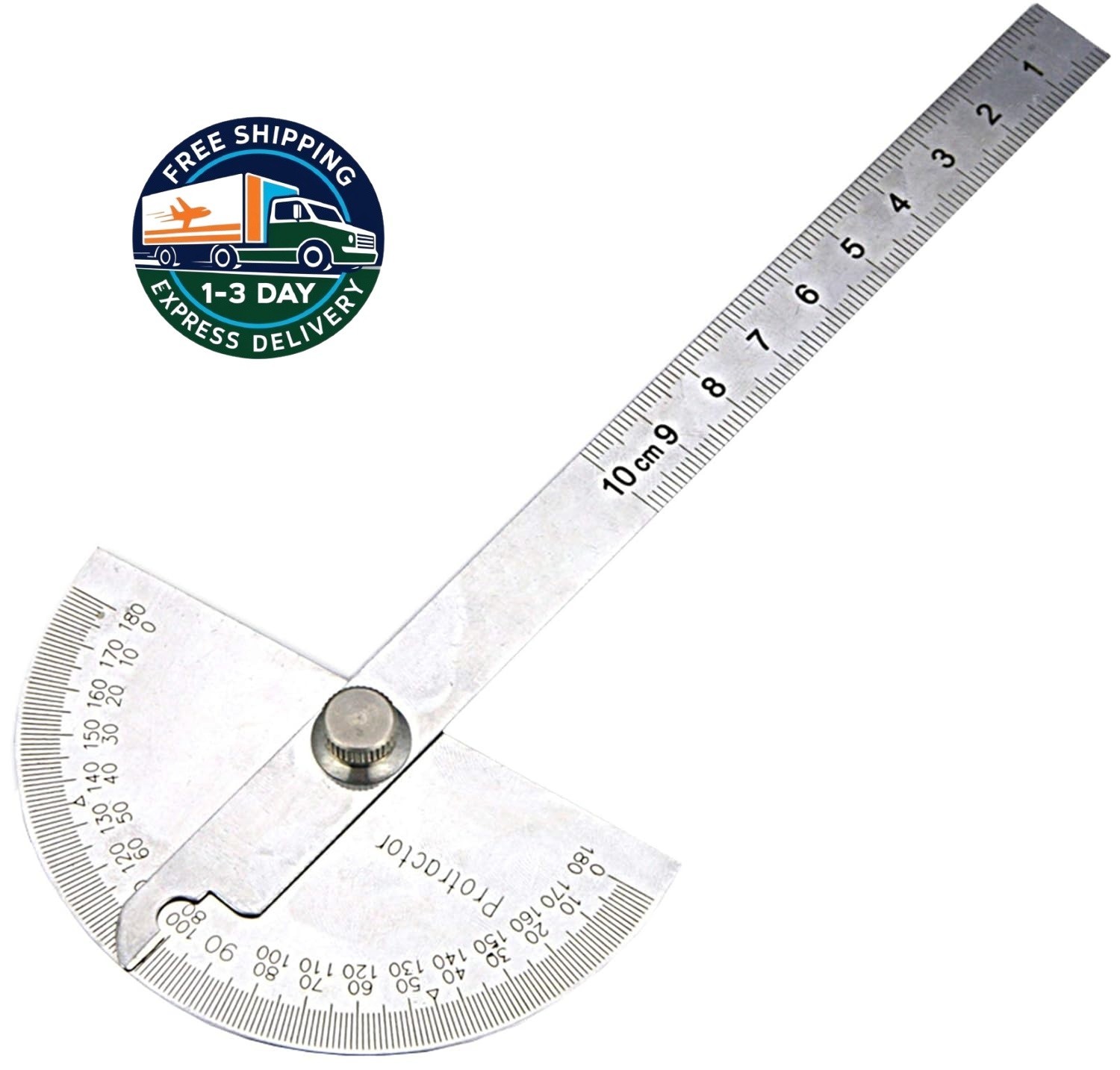 Transportador de cabeza redonda de 0-180°-Buscador de ángulos, acero inoxidable