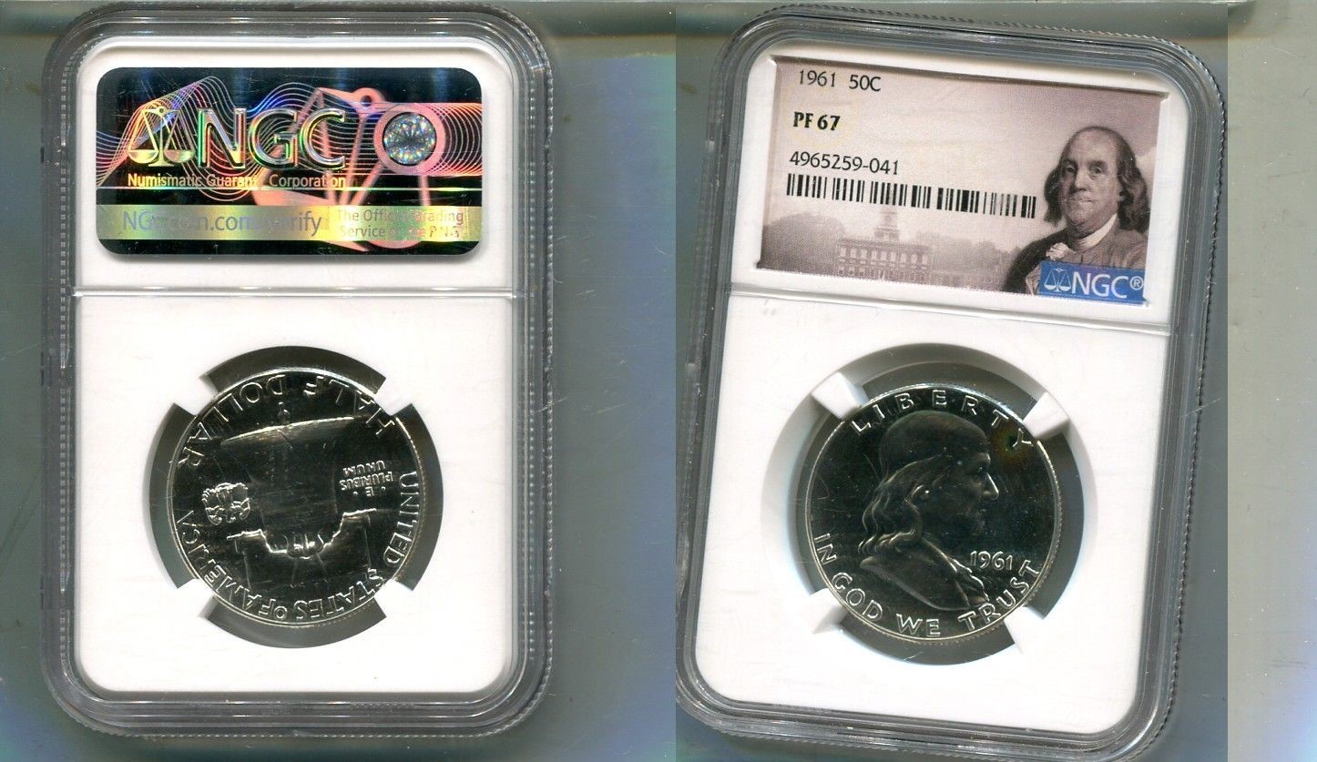 1961 FRANKLIN SILVER HALF DOLLAR NGC PF67 9061T
