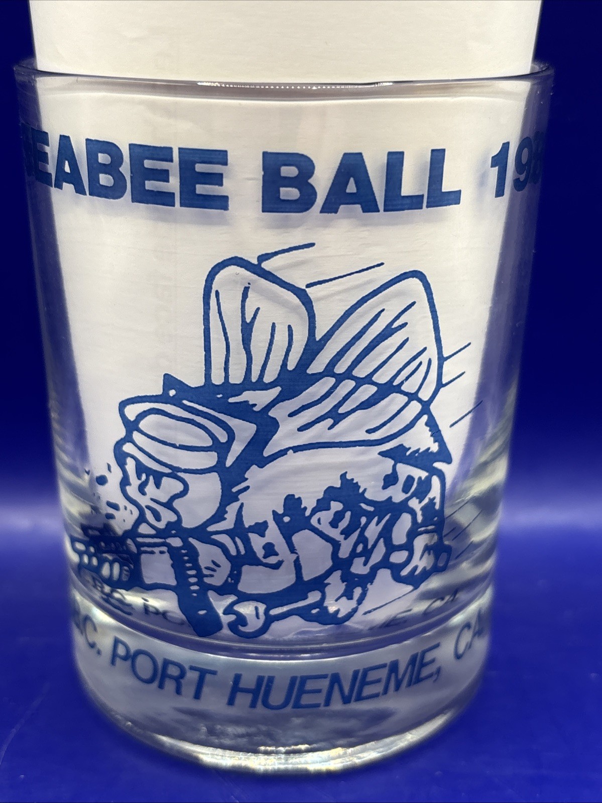 1984 U.S. Navy Seabee Ball C.B.C. Port Hueneme, CA Cocktail Whiskey Glass