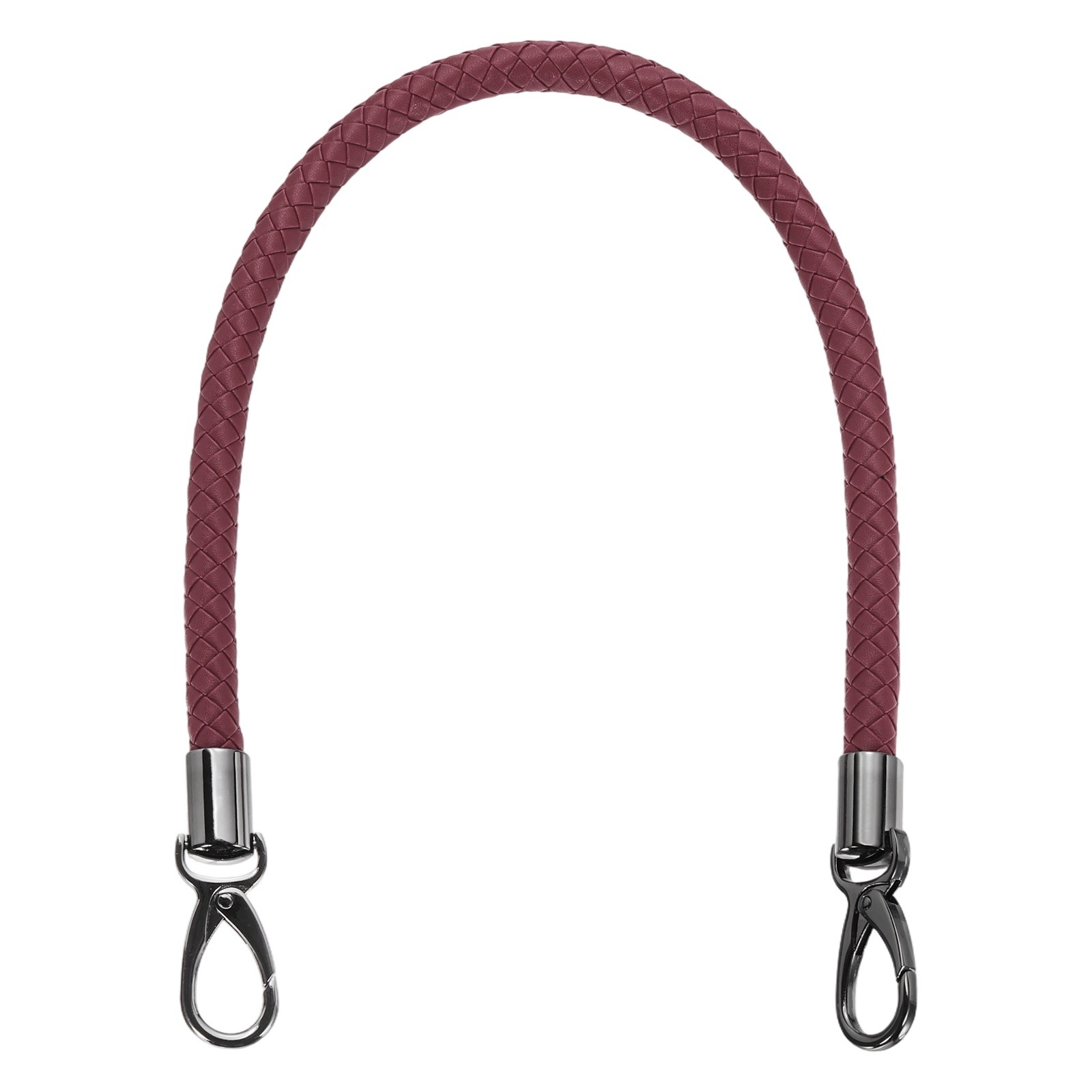 55cm 21.7" Braided Purse Strap PU Leather Burgundy (Black Buckle)