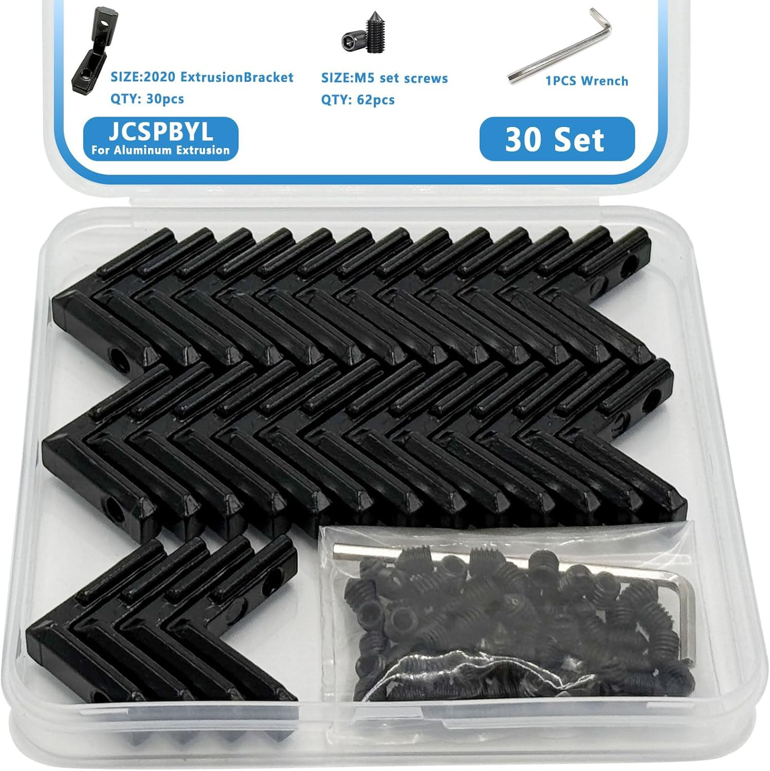 30Sets 2020 Aluminum Extrusion Hardware Connectors with Screws&Wrench, 30Pcs Bla