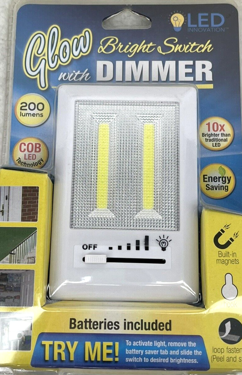Glow Bright Light Switch W/ Dimmer LED 200 Lumens Portable Batteries Included