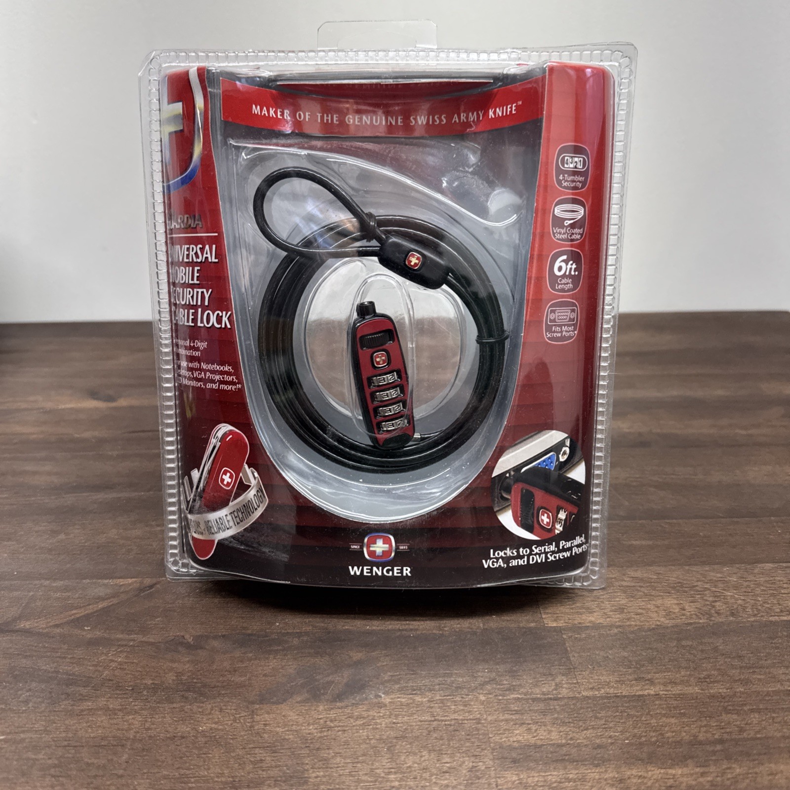 Wenger ~ The Guardia ~ Universal Mobile Security Cable Lock ~ Brand New ~ Sealed