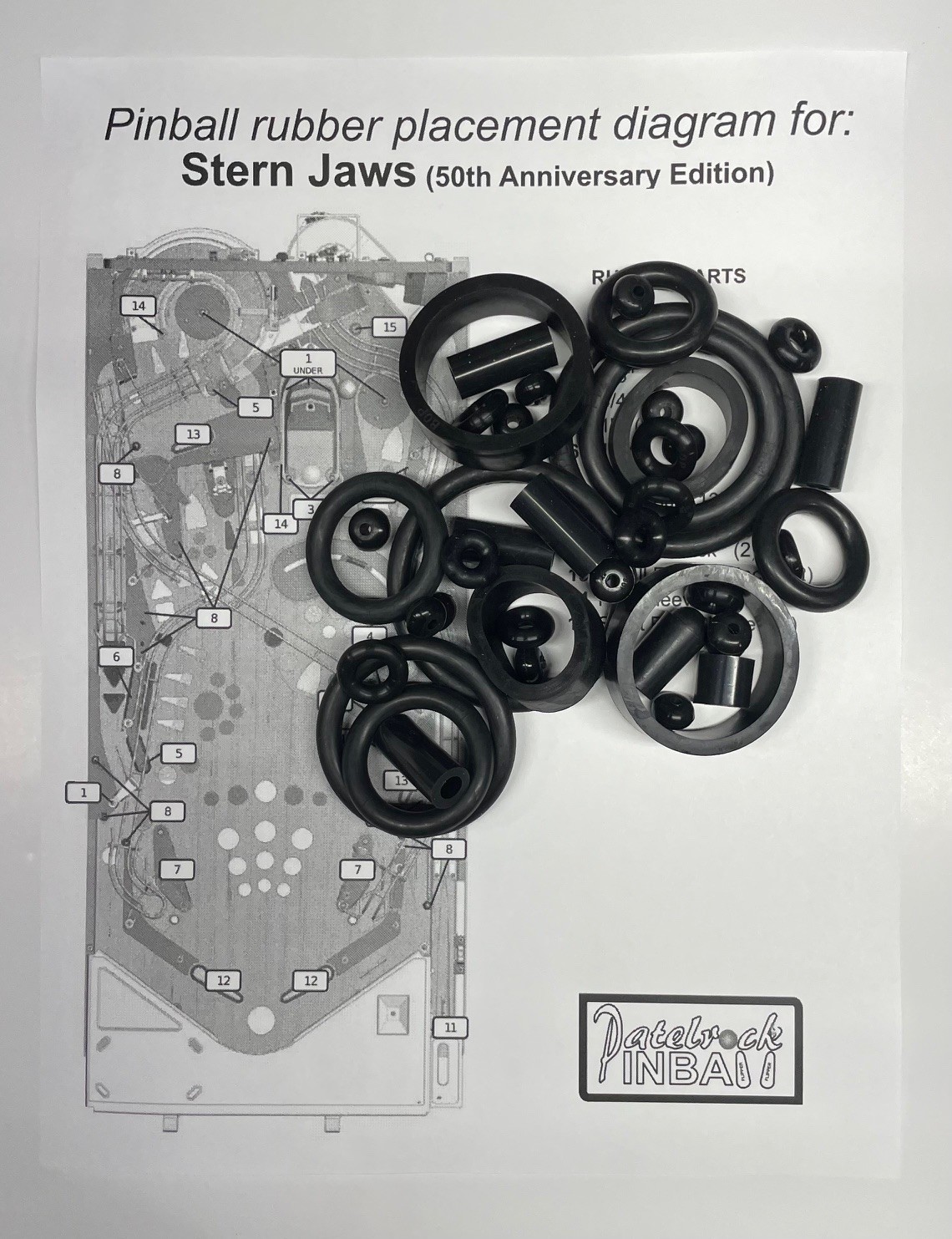Stern Jaws 50th Anniversary Pinball Machine Rubber Ring Kit *Customize Your Kit*