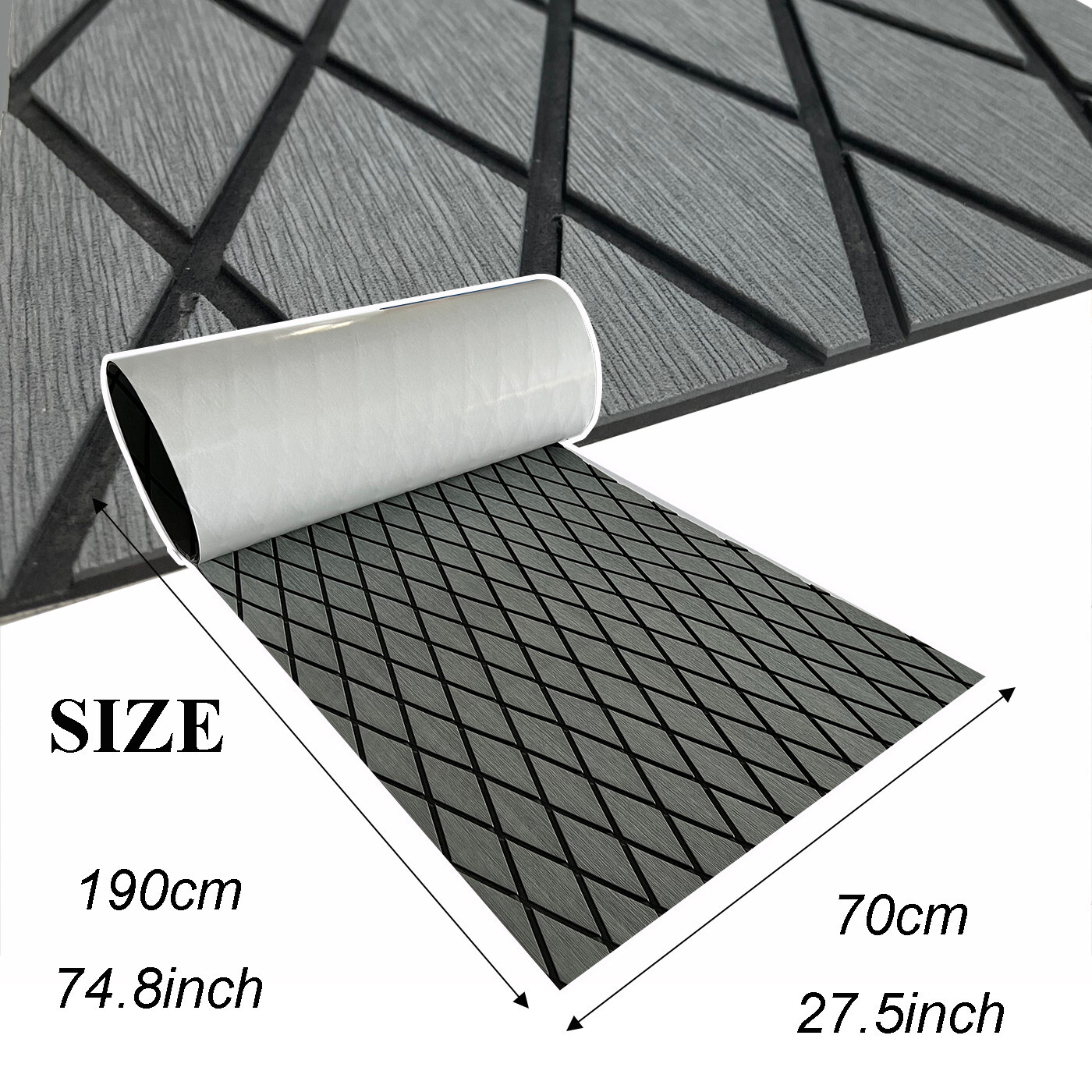 EVA Foam Boat Flooring Marine Sea Decking Carpet , Dark Gray Diamond Pattern Mat