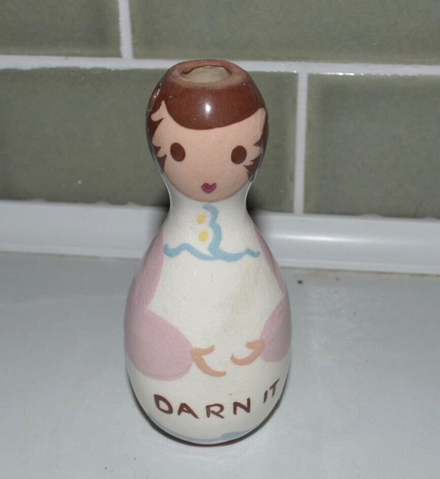 Vintage Darn It Doll Cleminson Pottery Darning Egg Sewing 1940s
