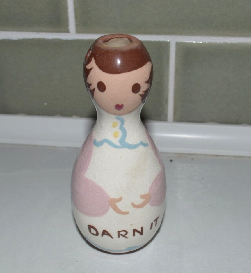 Vintage Darn It Doll Cleminson Pottery Darning Egg Sewing 1940s