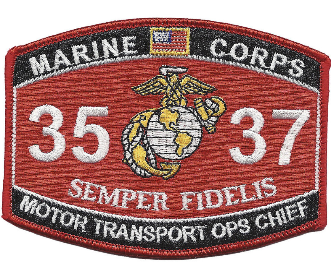 4.5" MARINE CORPS MOS 3537 MOTOR TRANSPORT OPS CHIEF EMBROIDERED PATCH