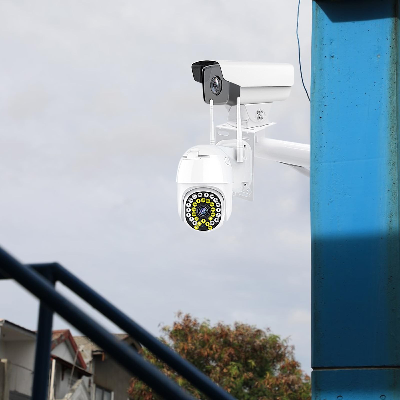 CCTV Mount Bracket, L-Shape Security Plate, Universal Wall White