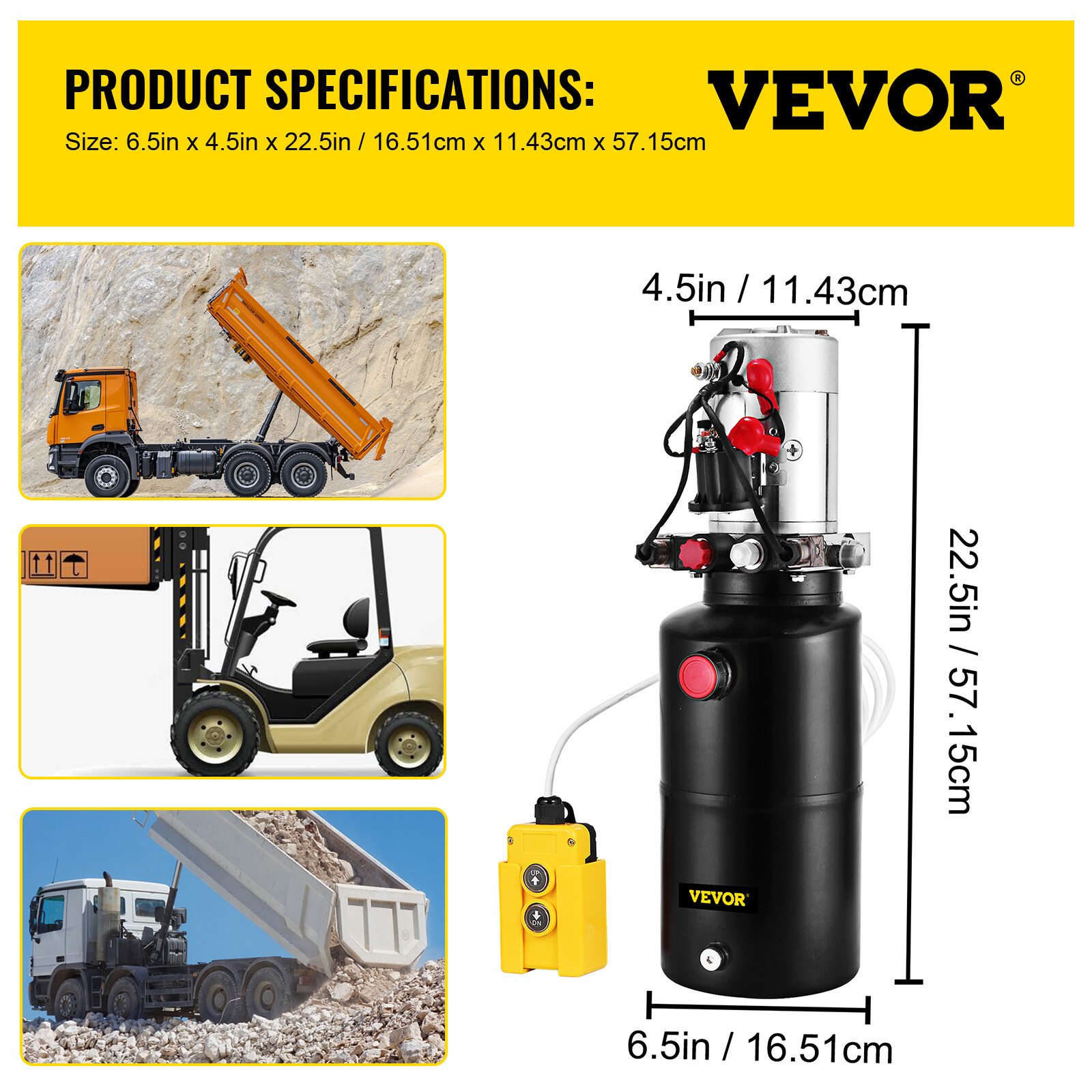 8 Quart Hydraulic Pump Double Acting 12V DC Hydraulic Power Unit Remote Control