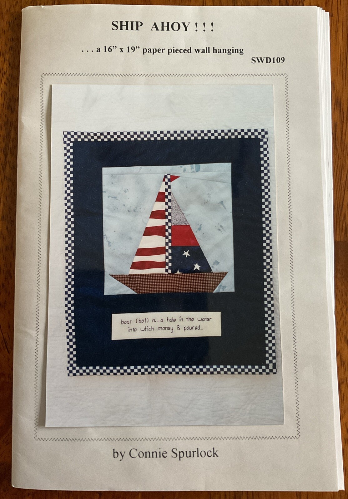 Sew Wonderful Dreams Wall Hanging Quilt Pattern SWD109 - Ship Ahoy! - 16” x 19”