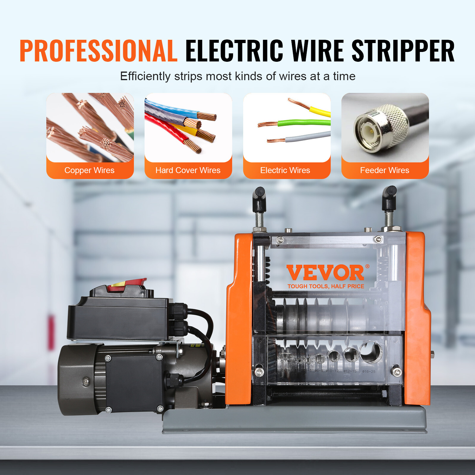 VEVOR Electric Wire Stripping Machine Copper Cable Stripper 0.06''-0.98'' 60 W