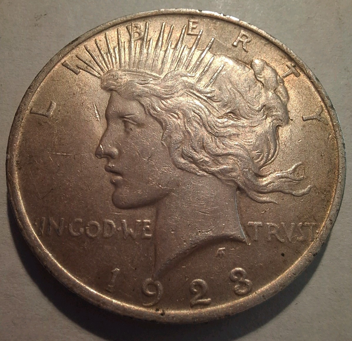 1923 Silver Peace Dollar Raw AU55 Lustrous  Great Detail No Mark Philadelphia