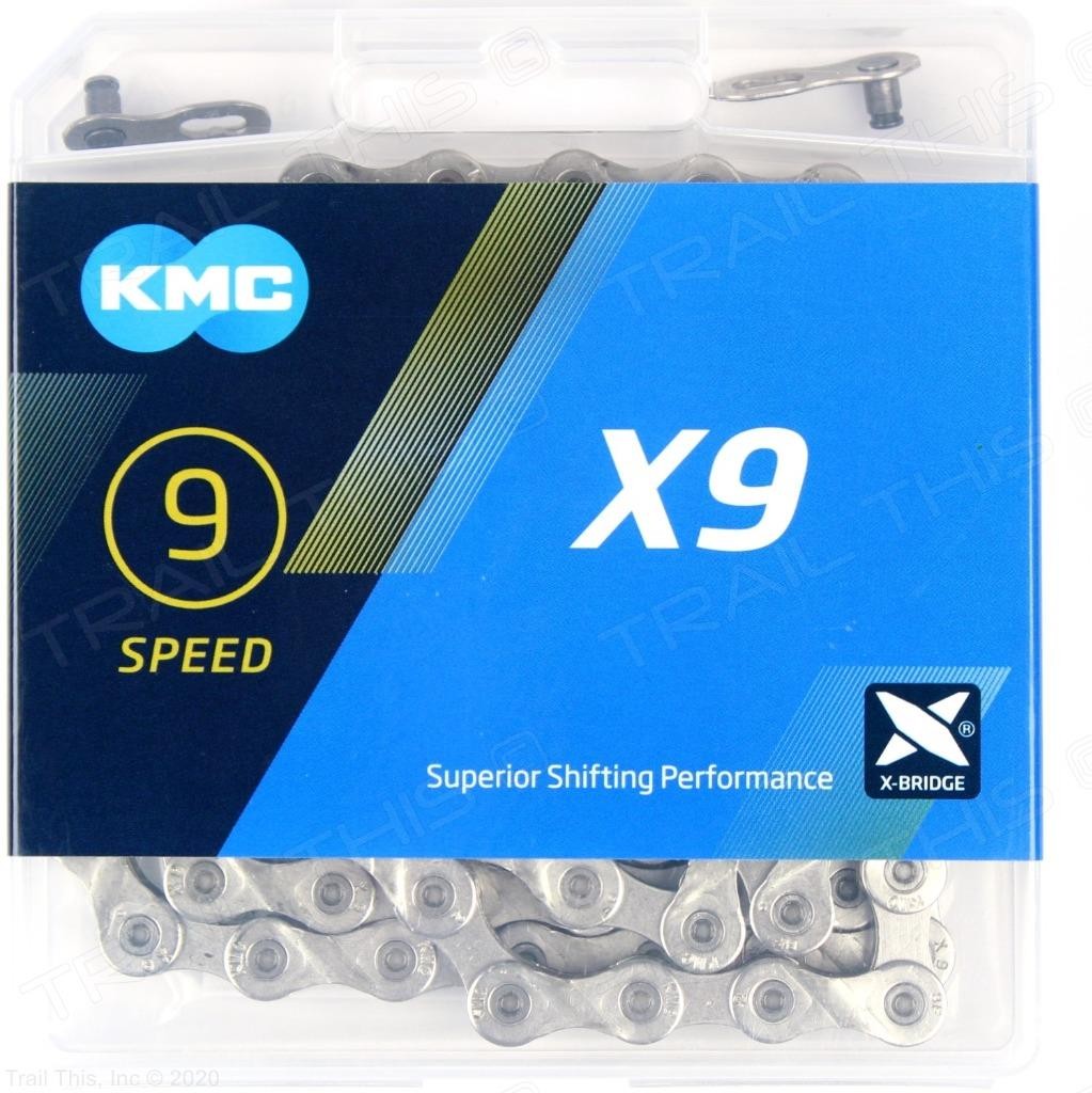 KMC X9 9-Speed Silver Bike Chain Stretch-Proof fits Road MTB Campy Shimano SRAM