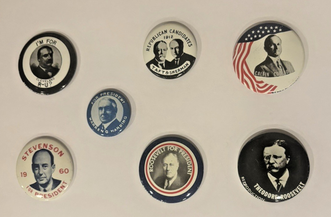 Presidential / Political Campaign Buttons / Pins Lot Of 7 Older reproductions
