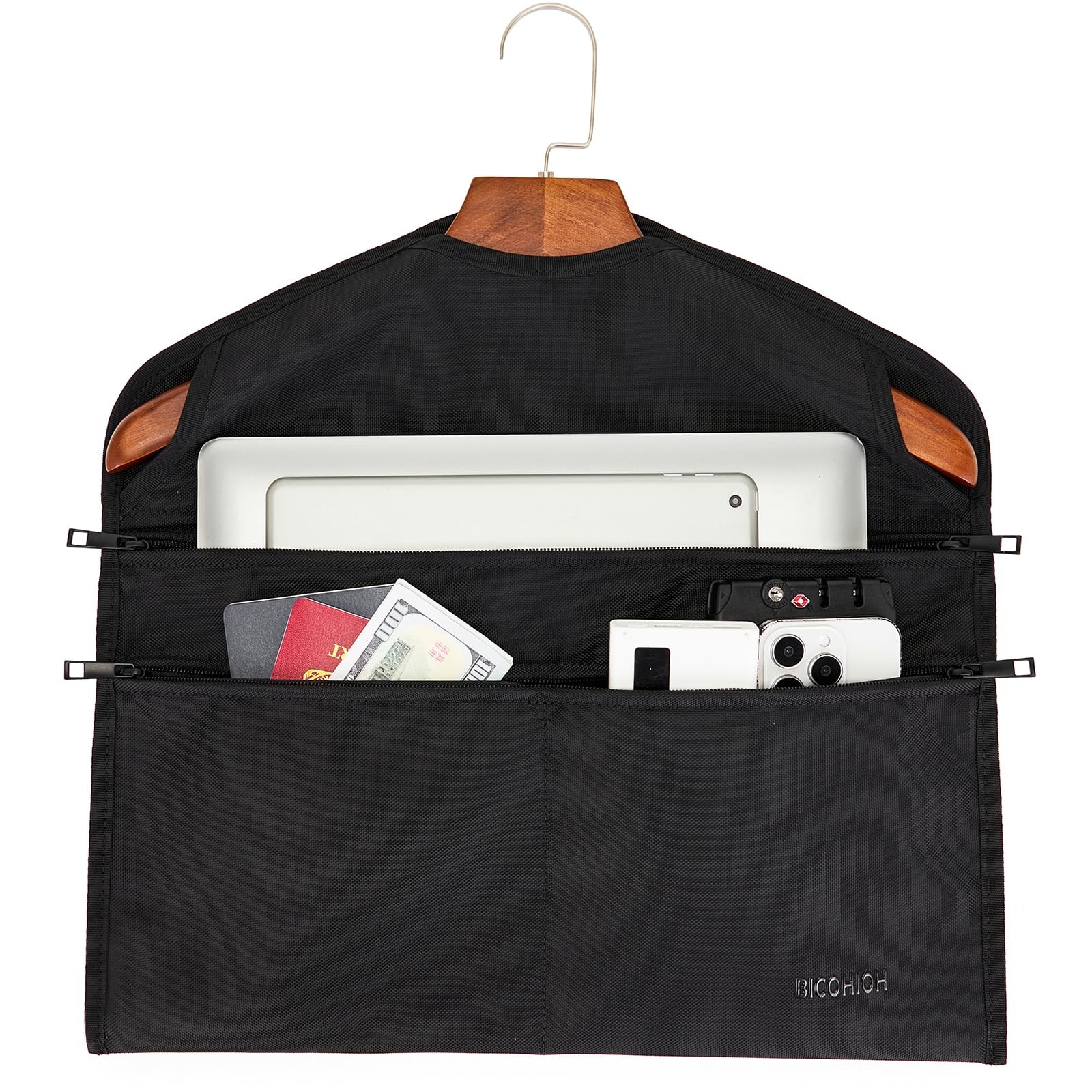 Black Hanger Diversion Safe Bag Lock Hidden Storage Valuables Travel Security
