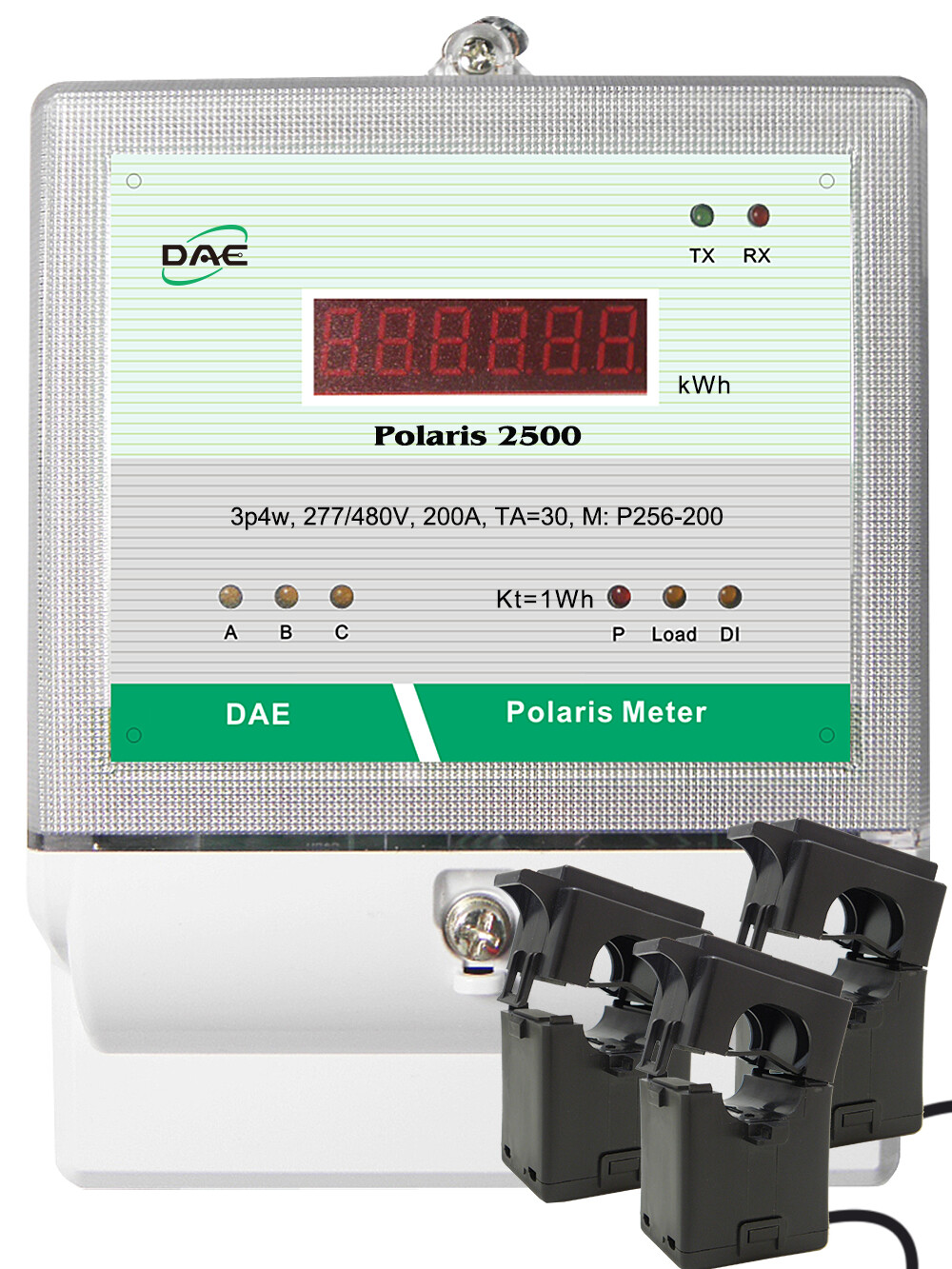 DAE P256-3000 KIT, UL 3000A kWh meter, 3Phase, 277/480V, RS485, 3 Split CTs