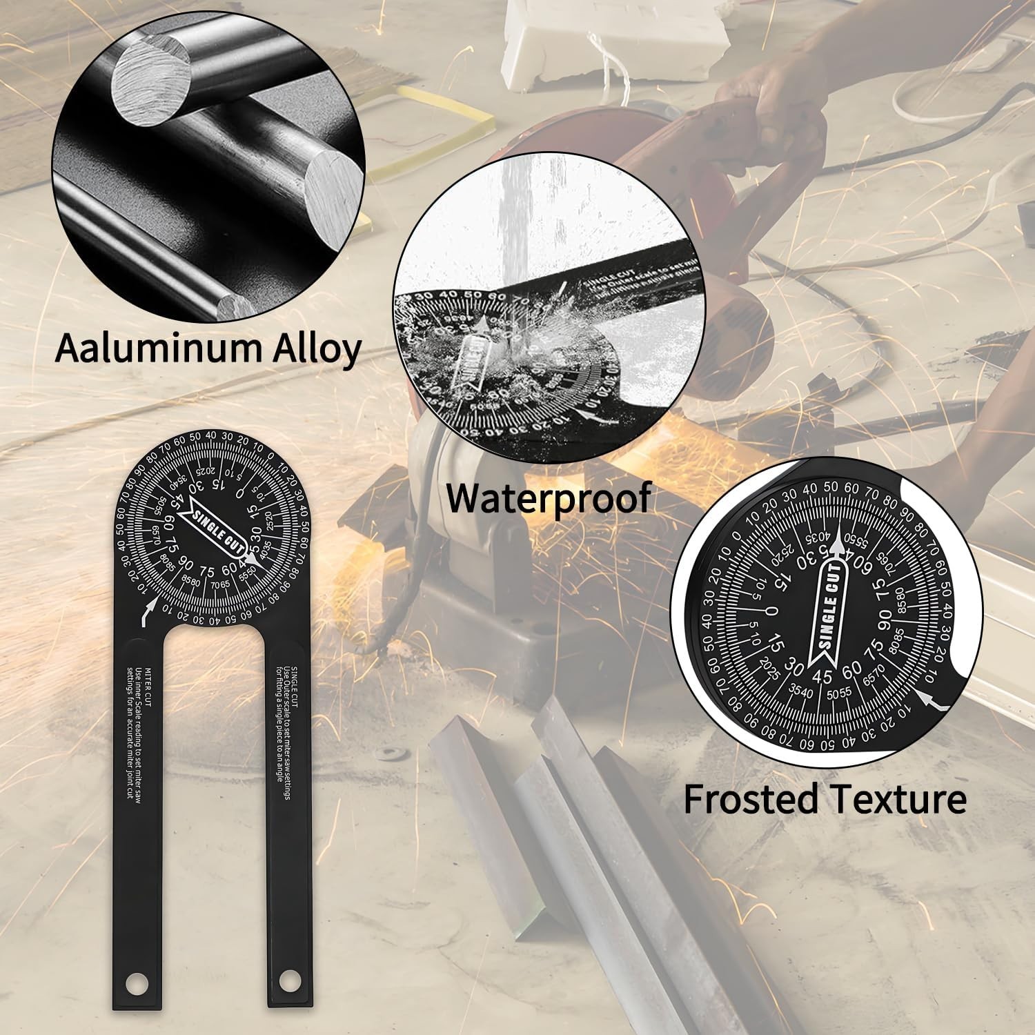 7-Inch Aluminum Miter Saw Protractor Angle Finder - Measuring Tool with Multi...