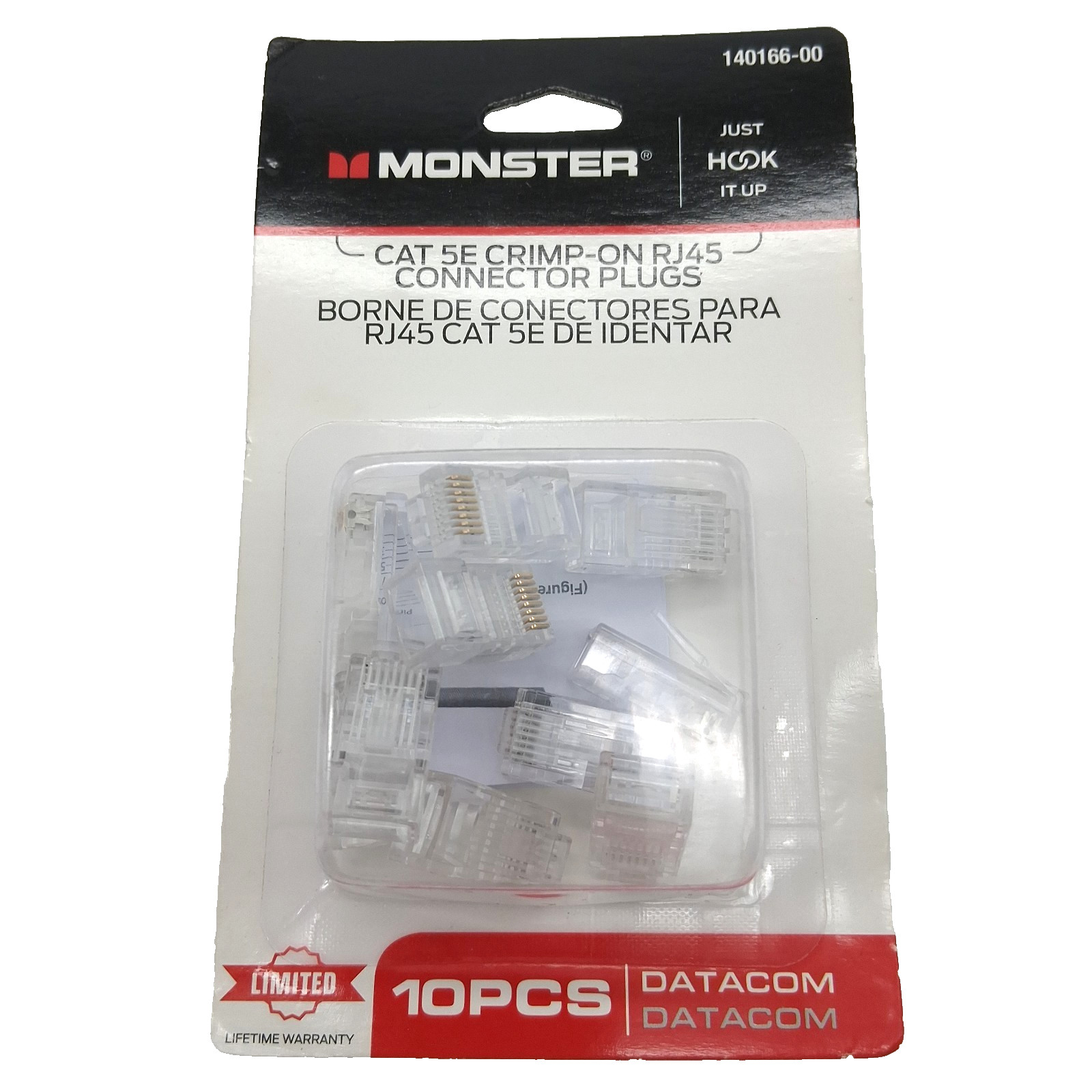Monster 140166-00 Category 5E Crimp-On RJ45 Connector Plugs 10pcs New Old Stock