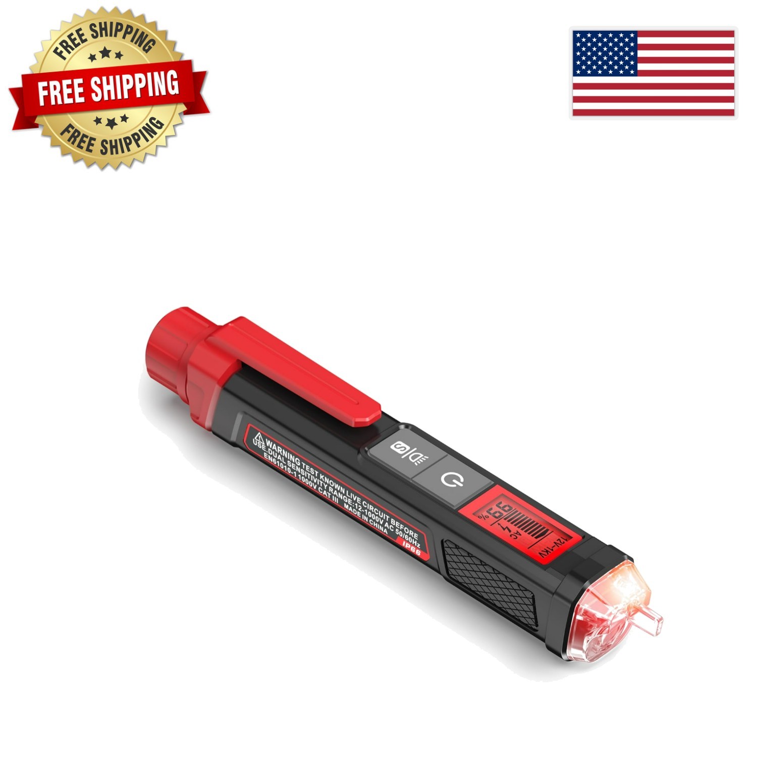 Safety-First Voltage Tester 12V-1000V with Buzzer Alert & Signal Percentage