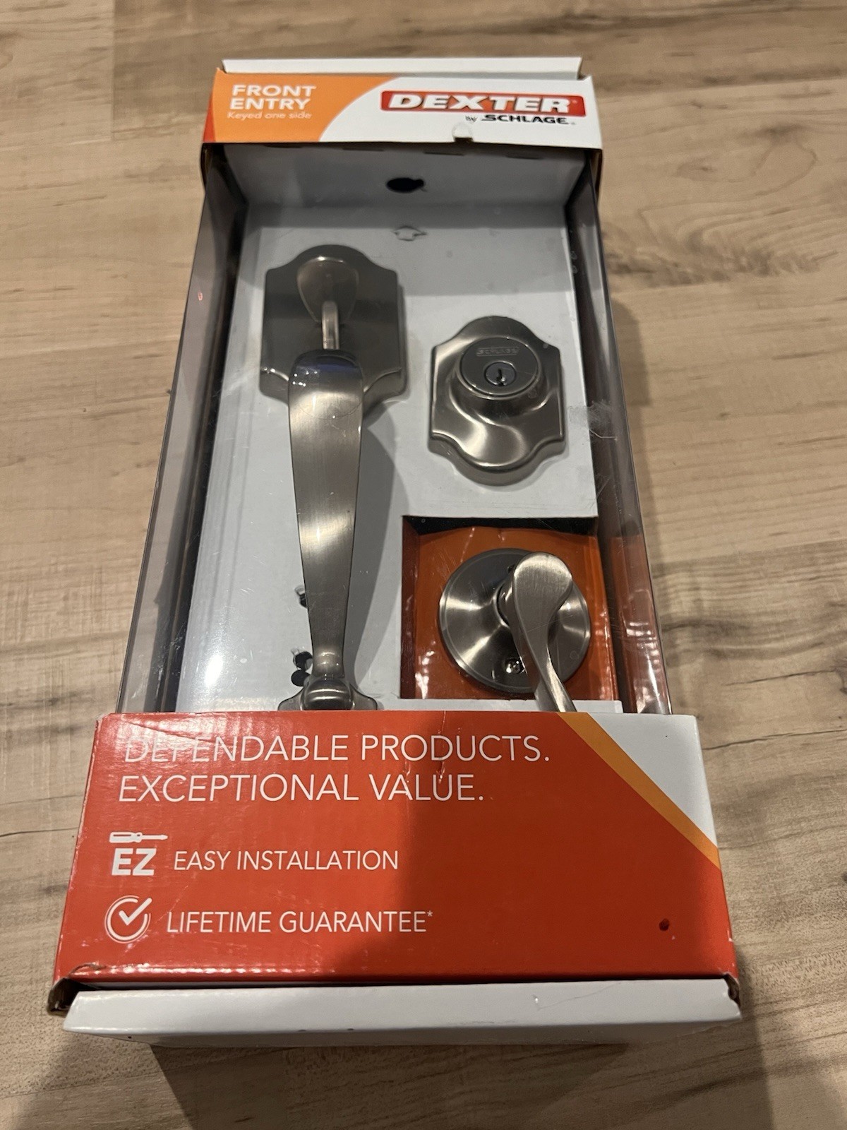 Keyed Deadbolt DEXTER by SCHLAGE Entrance GRADE C Security NOB SATIN NICKLE