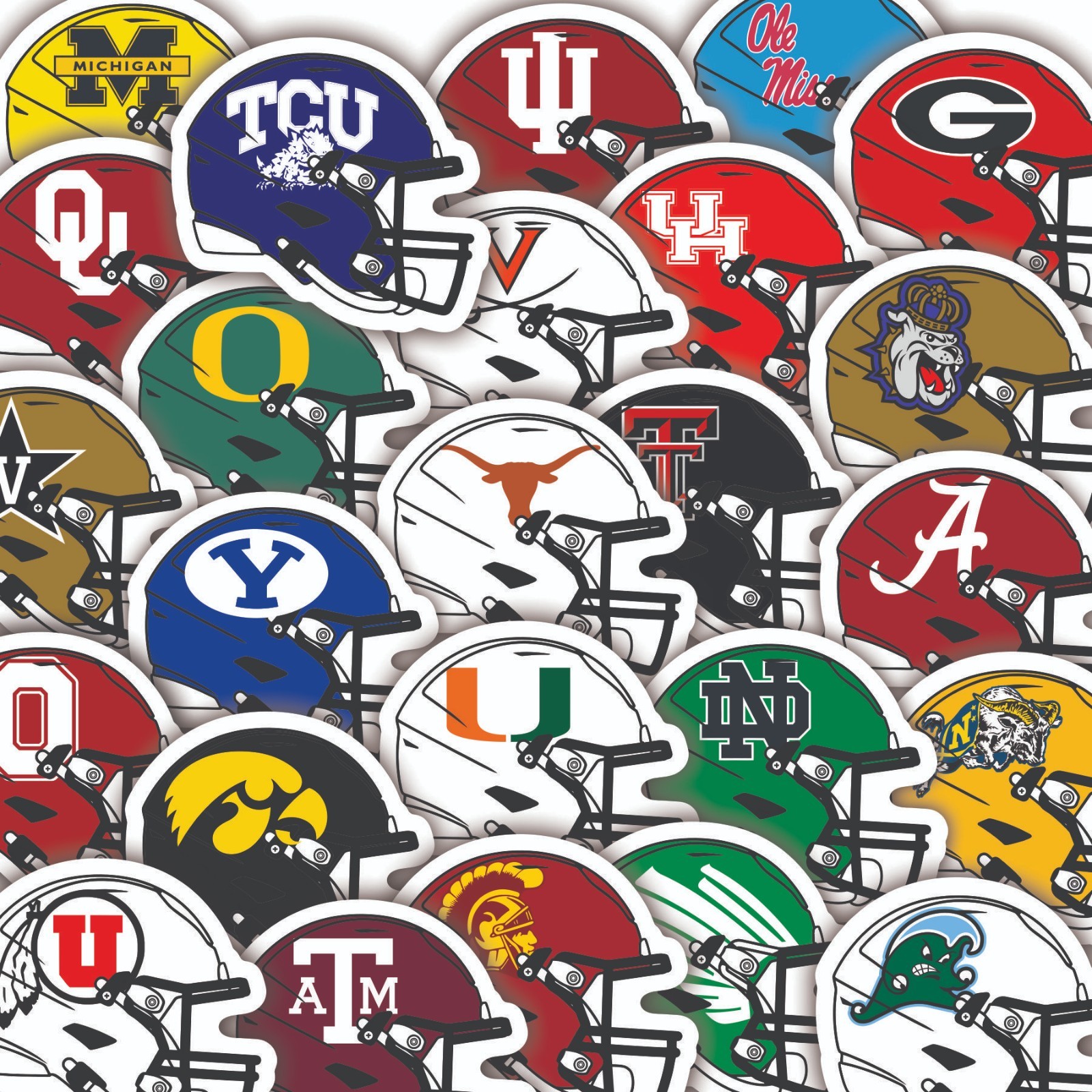 Top 25 NCAA Football Teams Vinyl Stickers | College Football Powerhouses Set