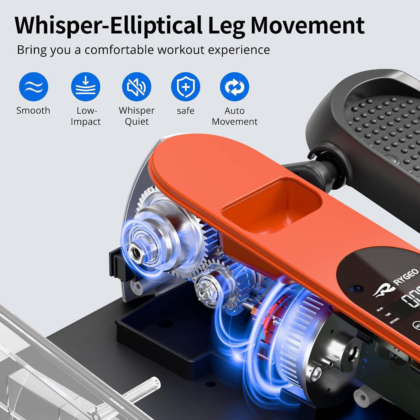 Under Desk Elliptical Machine, Portable Quiet Seated Pedal Exerciser with LCD
