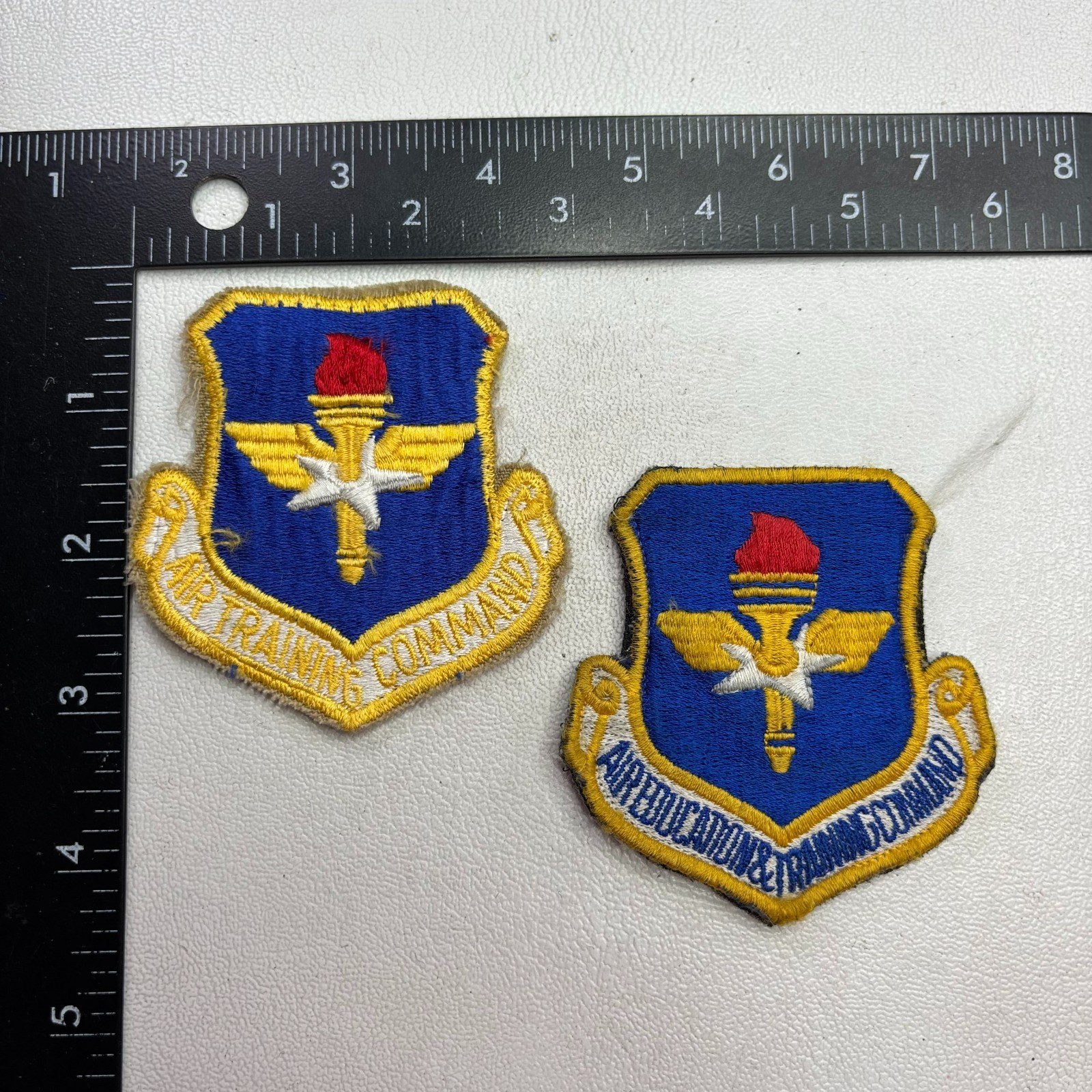 2 Patches Lot Same Logo, Different Words Air Force AIR TRAINING / EDUCATION 50R3