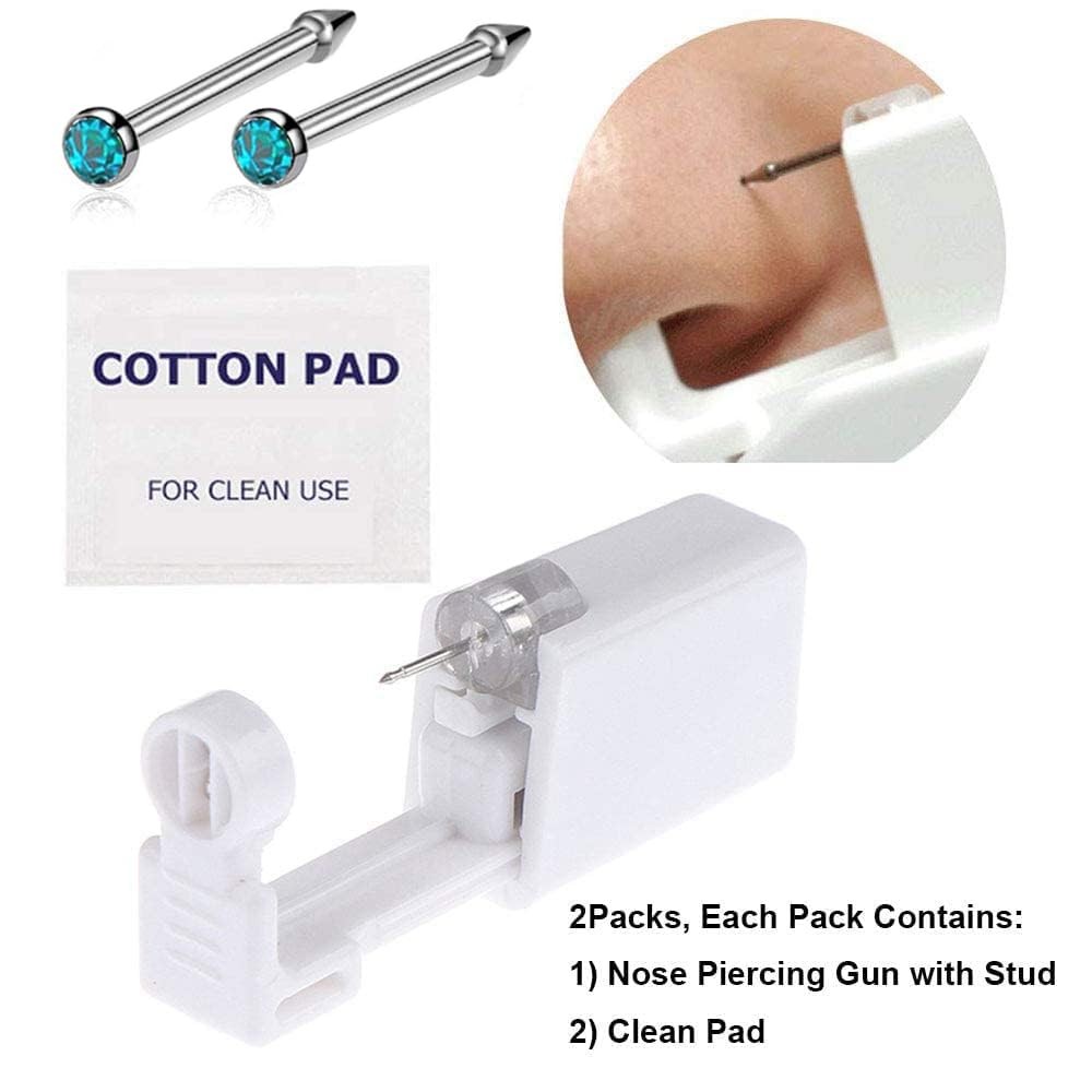Nose Piercing 2 Pack Self Nose Piercing Kit Unit Disposable Nose Piercin