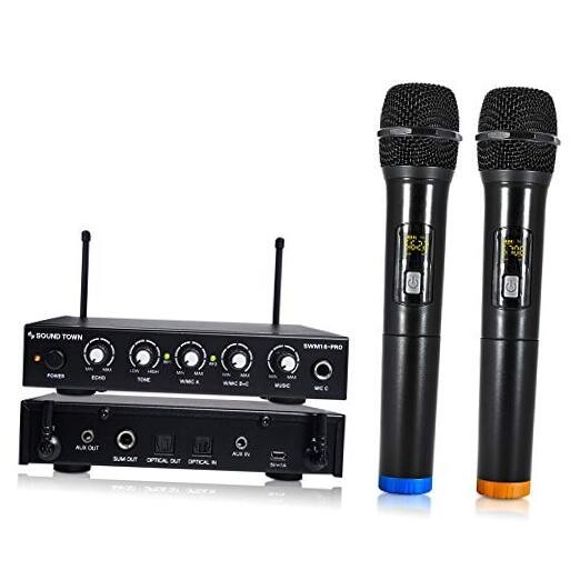 16 Channels Wireless Microphone Karaoke Mixer System with 2 Blue & Orange