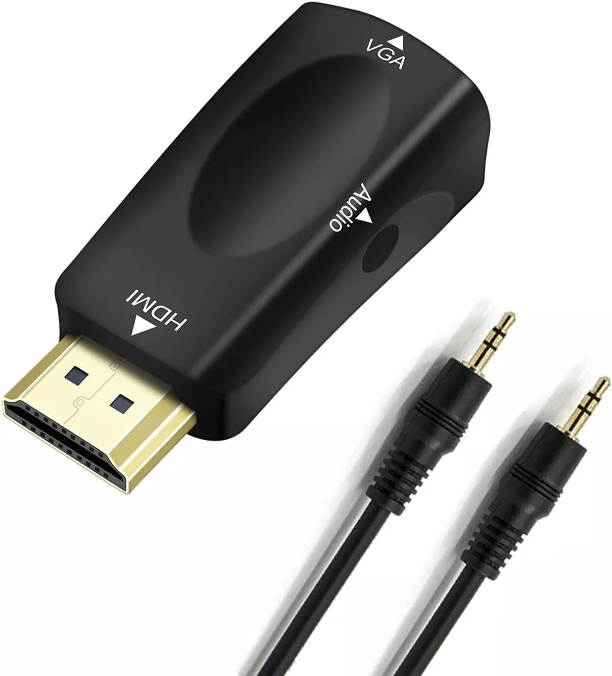 HDMI to VGA Adapter Converter with 3.5mm Audio Jack Cable Male to Female Connect