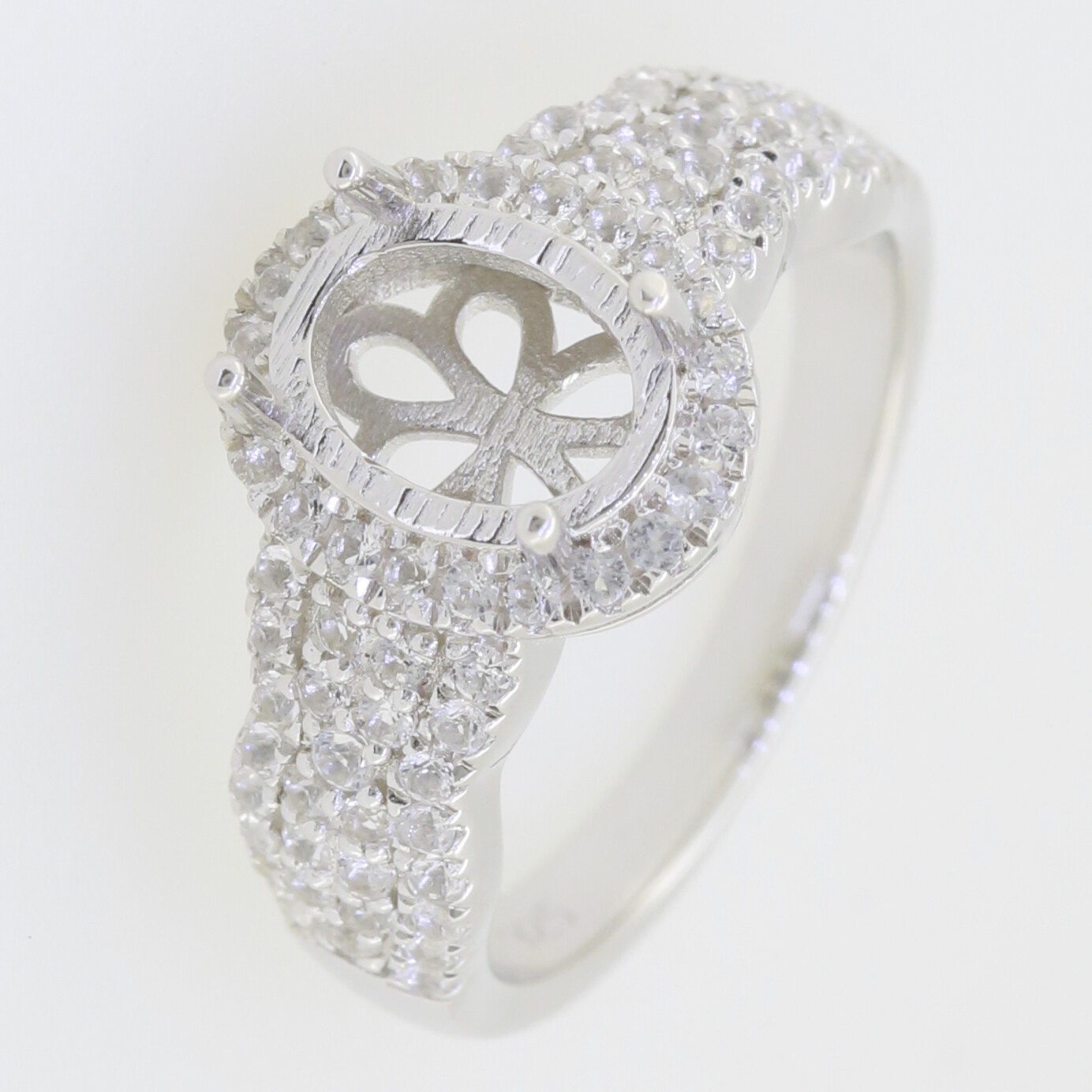 Sterling Silver Semi Mount Ring Setting Oval OV 9X7mm White Topaz