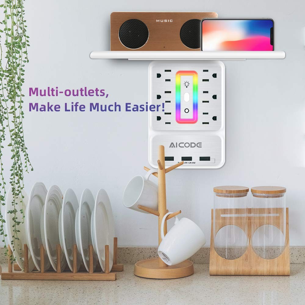 Socket Outlet Shelfwall Outlet Surge Protector6 Electrical Outlet Splitter With