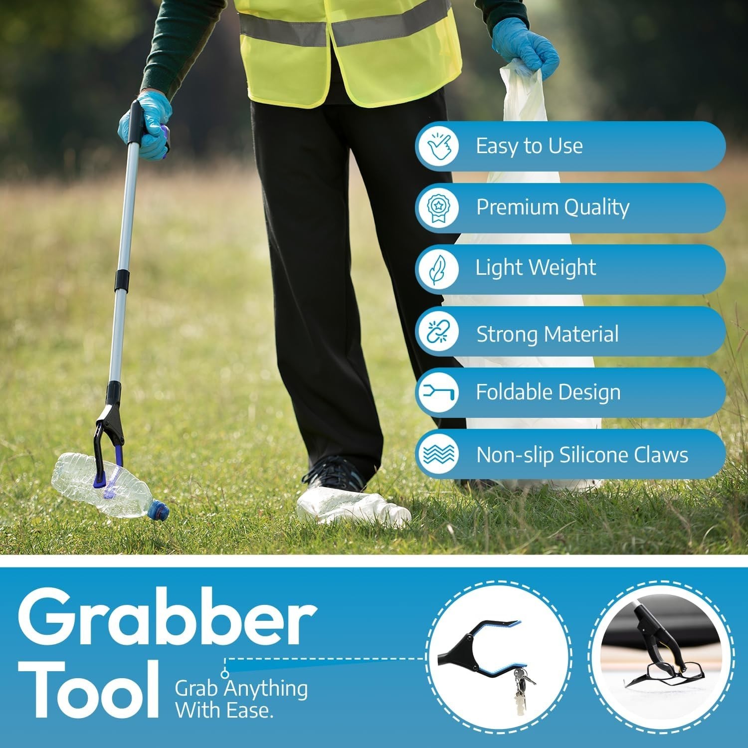 Lightweight 32-Inch Tool with 96 Grip Points & Rubberized Ends for Seniors