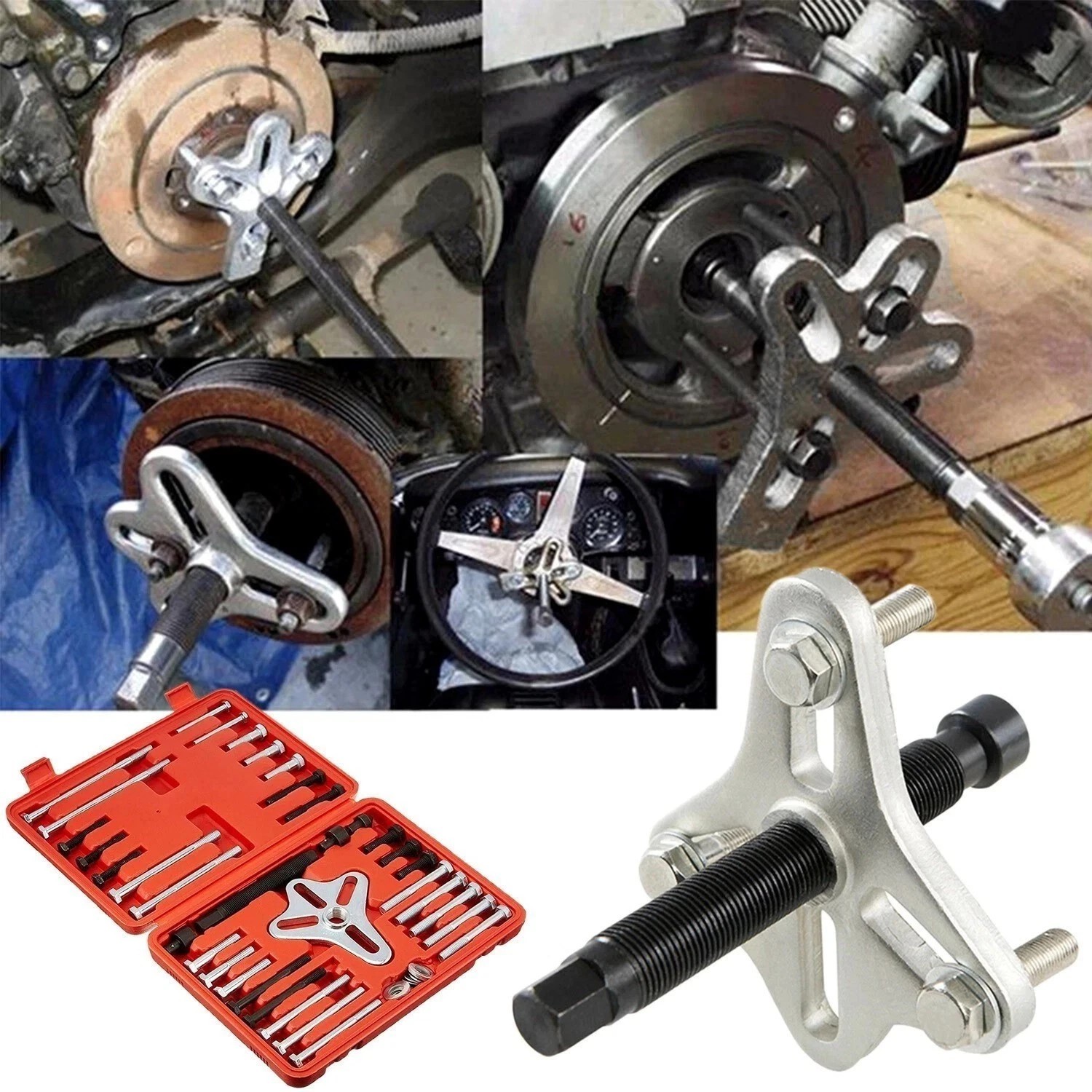 46pc Harmonic Balancer Puller Set - Steering Wheel & Gear Pulley Removal Kit