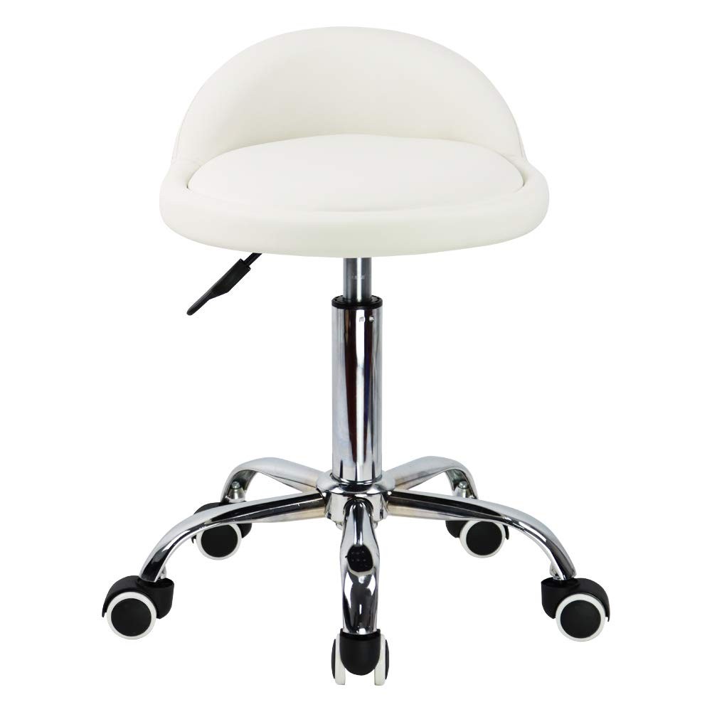 KKTONER PU Leather Seat Height: 46-62cm, Width: 36.5cm, Depth: 44cm, White