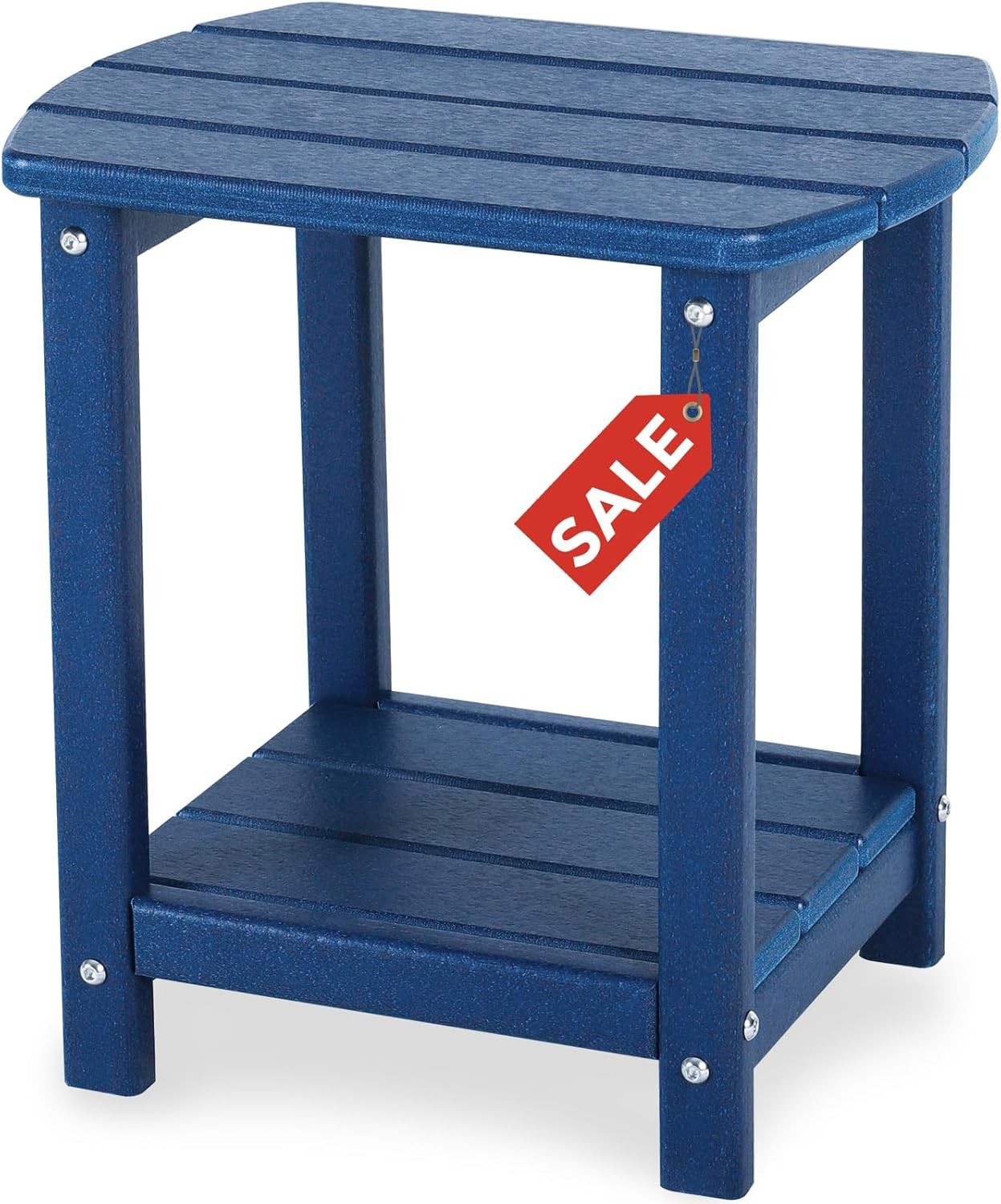 Square Outdoor Side Table,2-Tier Storage Patio Side Table End Tablesfor Backyard