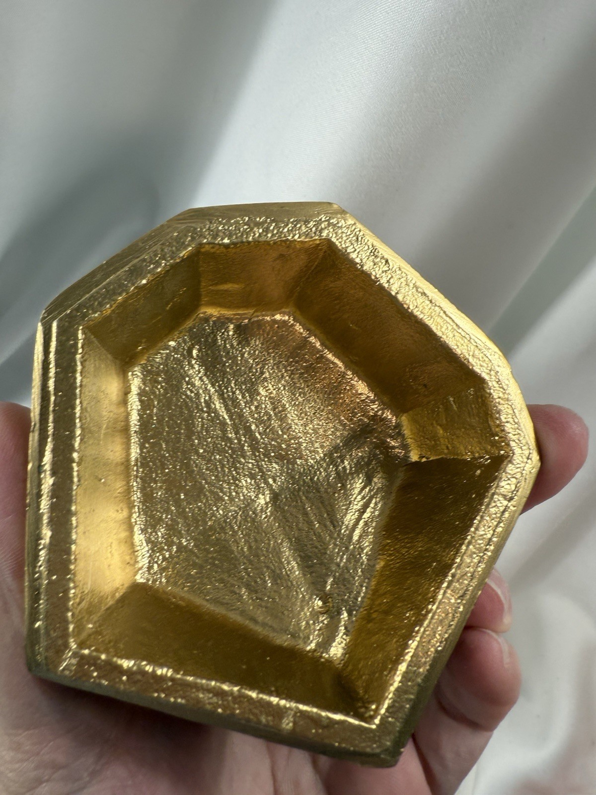 Geometric Lidded Box Gold Tone