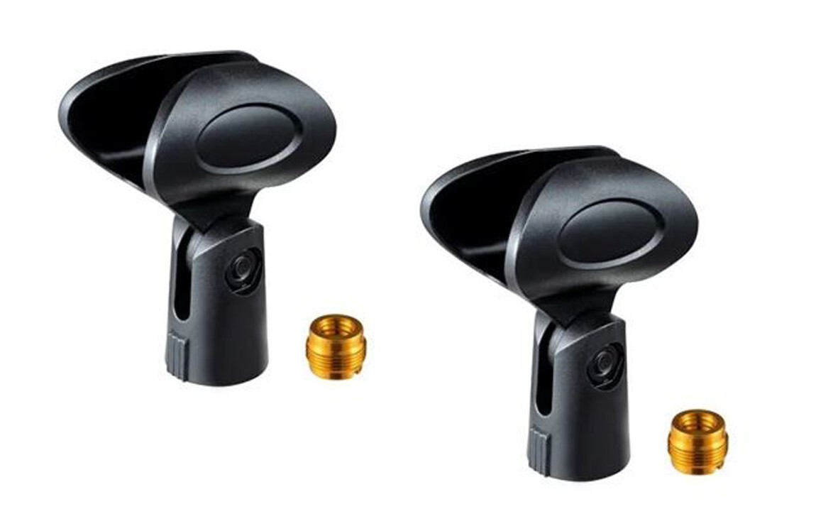 2 Pack Black Wired and Wireless Microphone Clip Holder