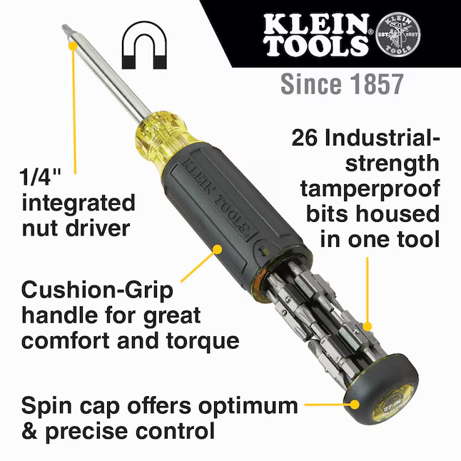 Klein Tools 32307 27-in-1 Multi-Bit Tamperproof Precision Screwdriver - New