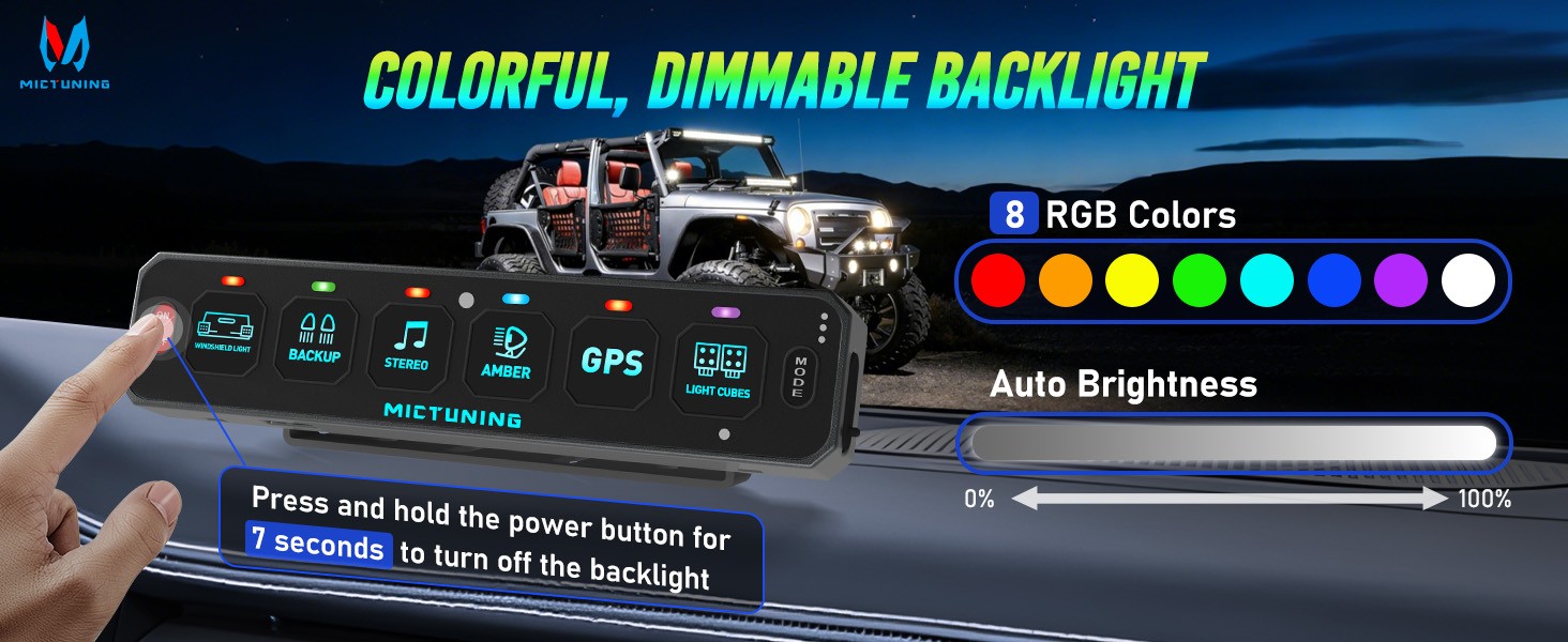 MICTUNING MS600 Wireless 6 Gang LED Touch Switch Panel Slim Circuit Relay System